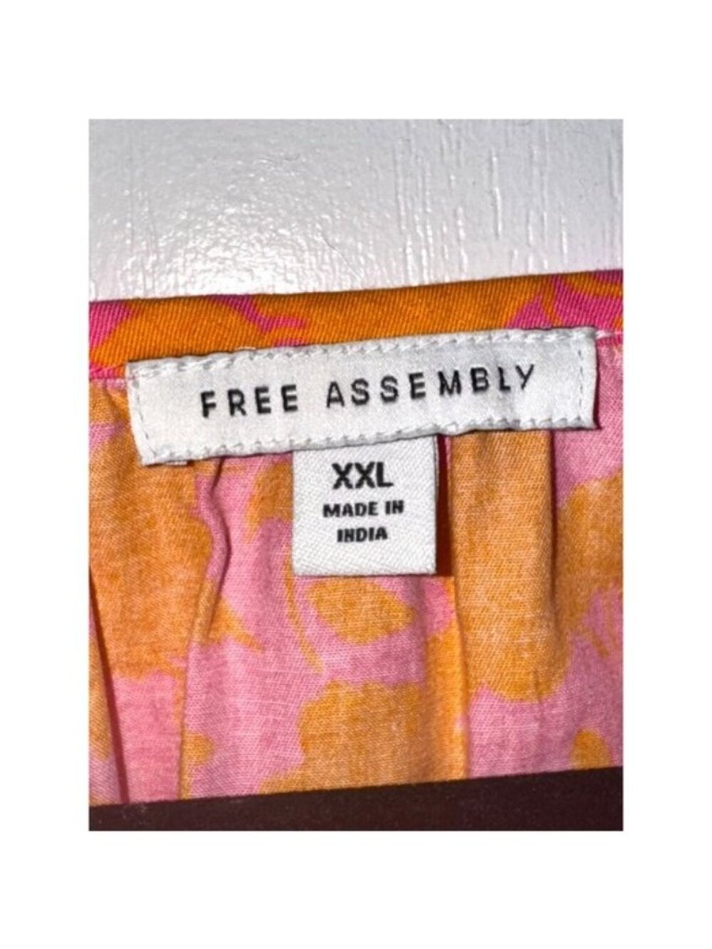 Free Assembly Womens Floral Pink & Orange Dress XXL 100% Cotton Made In India - Picture 4 of 11